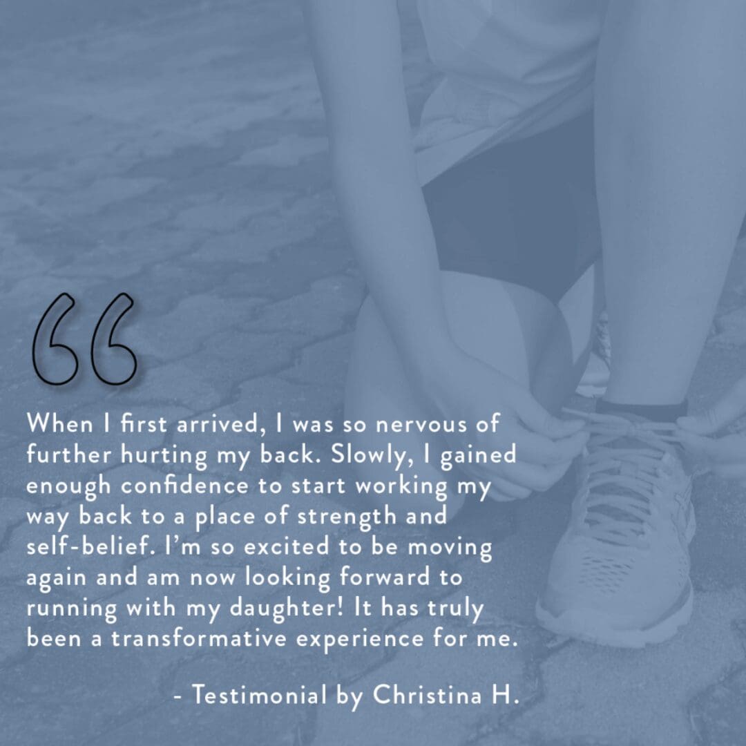 Woman tying running shoes testimonial