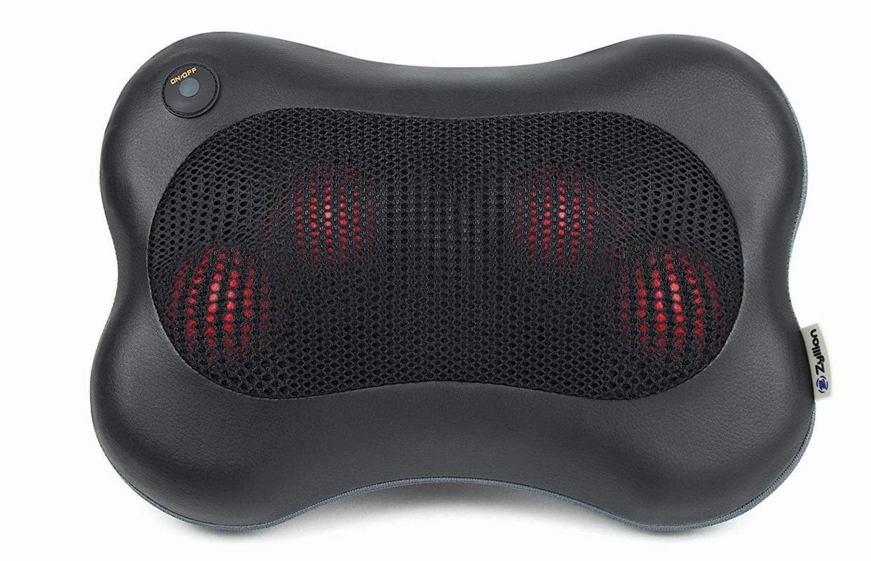Portable black neck and back massager pillow